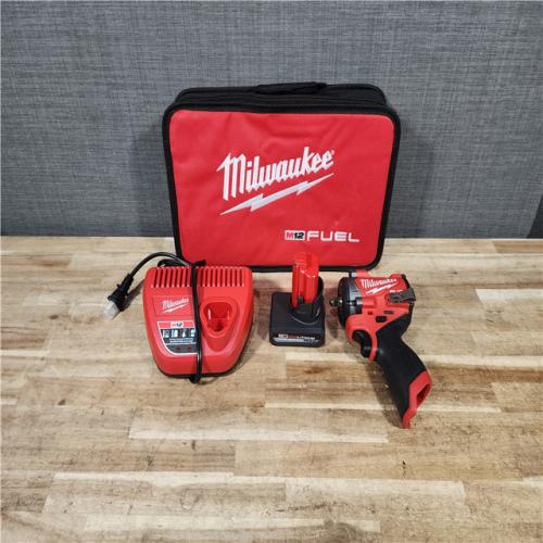 HOUSTON LOCATION - AS - IS Milwaukee FUEL 12V Li-Ion Brushless Cordless Stubby 3/8 in. Impact Wrench Kit