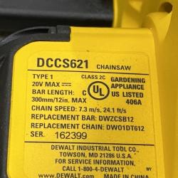 AS-IS DEWALT 20V MAX Compact 12 Brushless Cordless Chainsaw Kit
