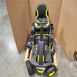 CALIFORNIA AS-IS RYOBI R1 80 HP BRUSHLESS LITHIUM BATTERY CORLESS ELETRIC 30 IN. RIDING LAWN MOWER W/ CHARGER