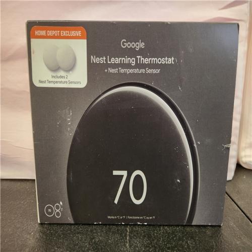 Phoenix AS-IS Google Nest Learning Thermostat (4th Gen) with Nest Temperature Sensor (2nd Gen) 2-Pack - Polished Obsidian