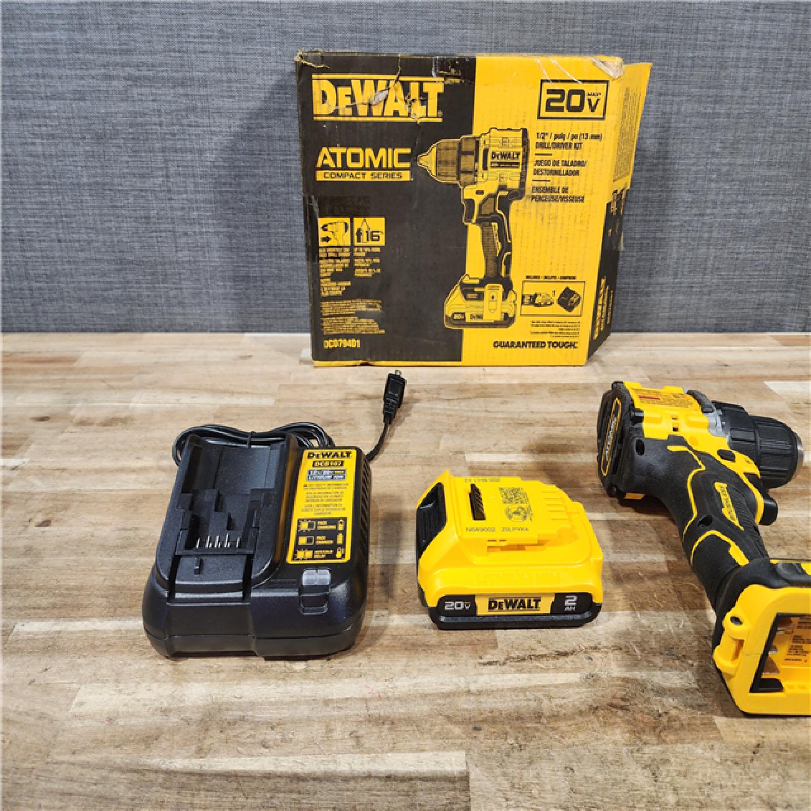HOUSTON LOCATION - AS - IS DEWALT Atomic 20V Lithium-Ion Cordless Compact 1/2 in. Drill/Driver Kit