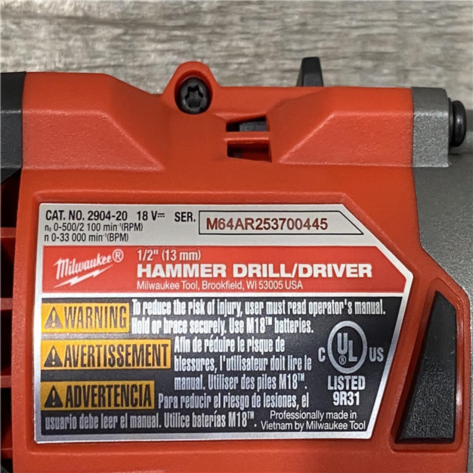 AS-IS Milwaukee FUEL 18V Lithium-Ion Brushless Cordless 1/2 in. Hammer Drill Driver Kit