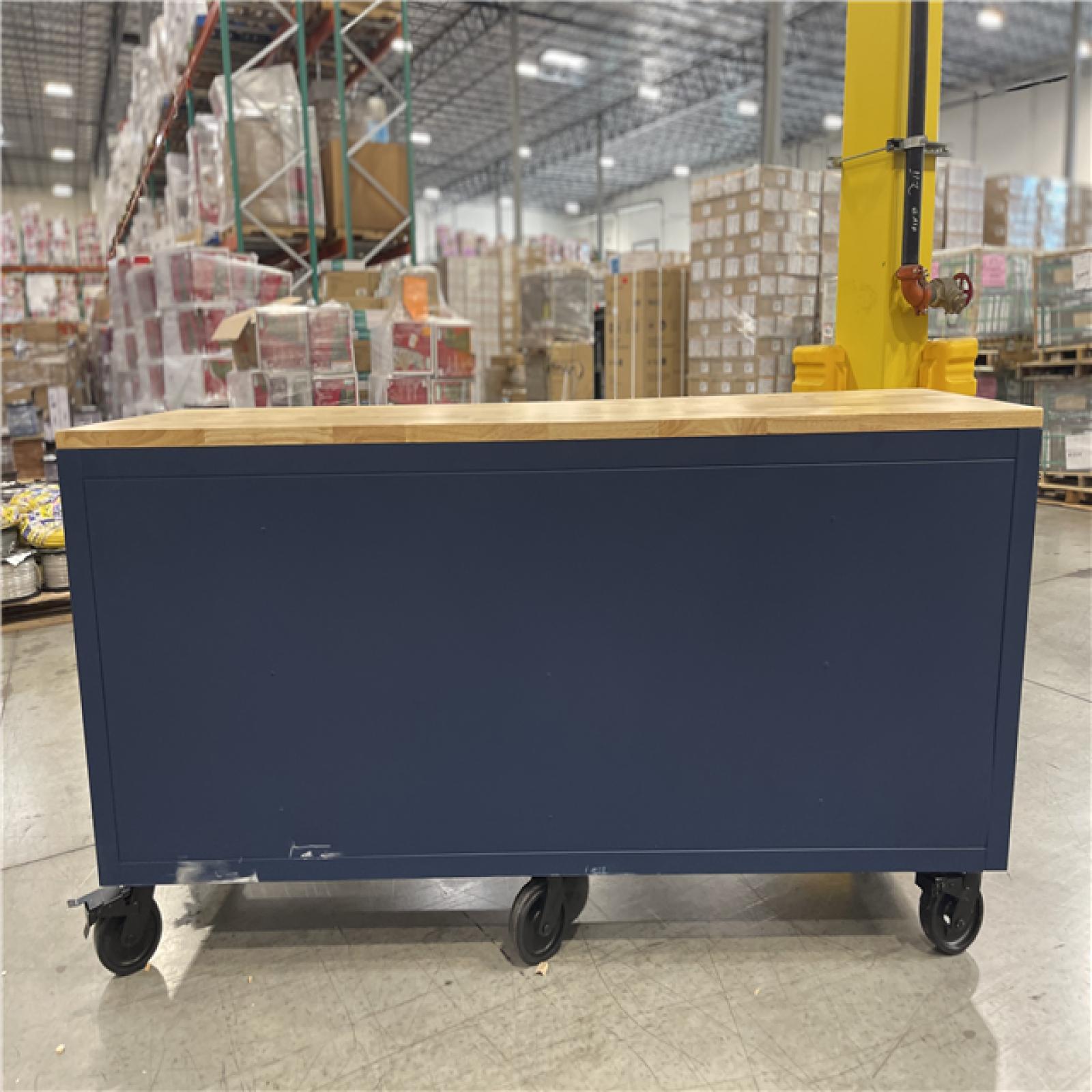 DALLAS LOCATION - Husky Tool Storage Heavy Duty 84 in. W x 24 in. D Matte Blue Mobile Workbench Cabinet