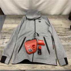 AS-IS Milwaukee Women's Large  12-Volt Lithium-Ion Cordless Gray Heated Jacket Hoodie Kit