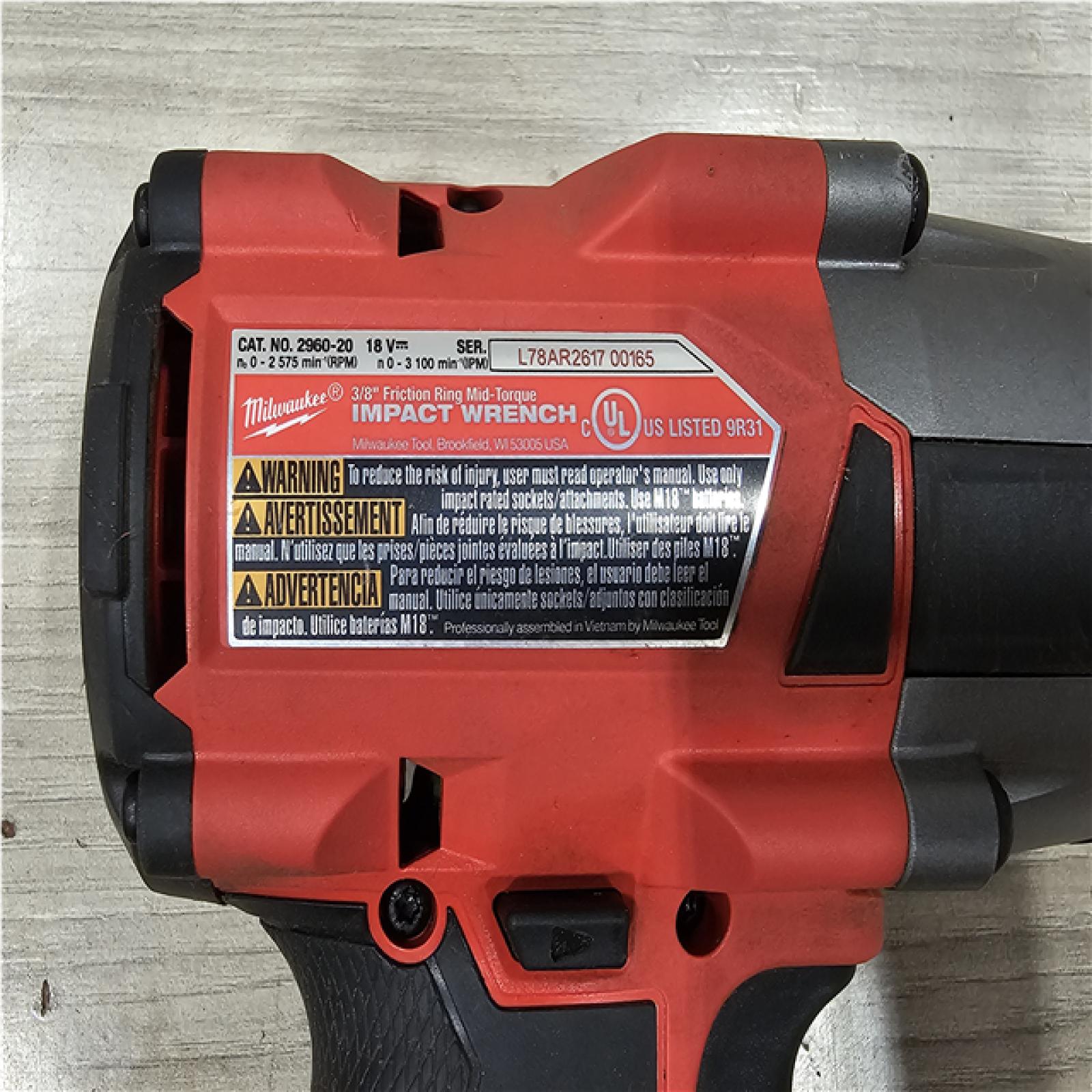AS-IS Milwaukee FUEL GEN-2 18V Lithium-Ion Mid Torque Brushless Cordless 3/8 in. Impact Wrench with Friction Ring (Tool-Only)