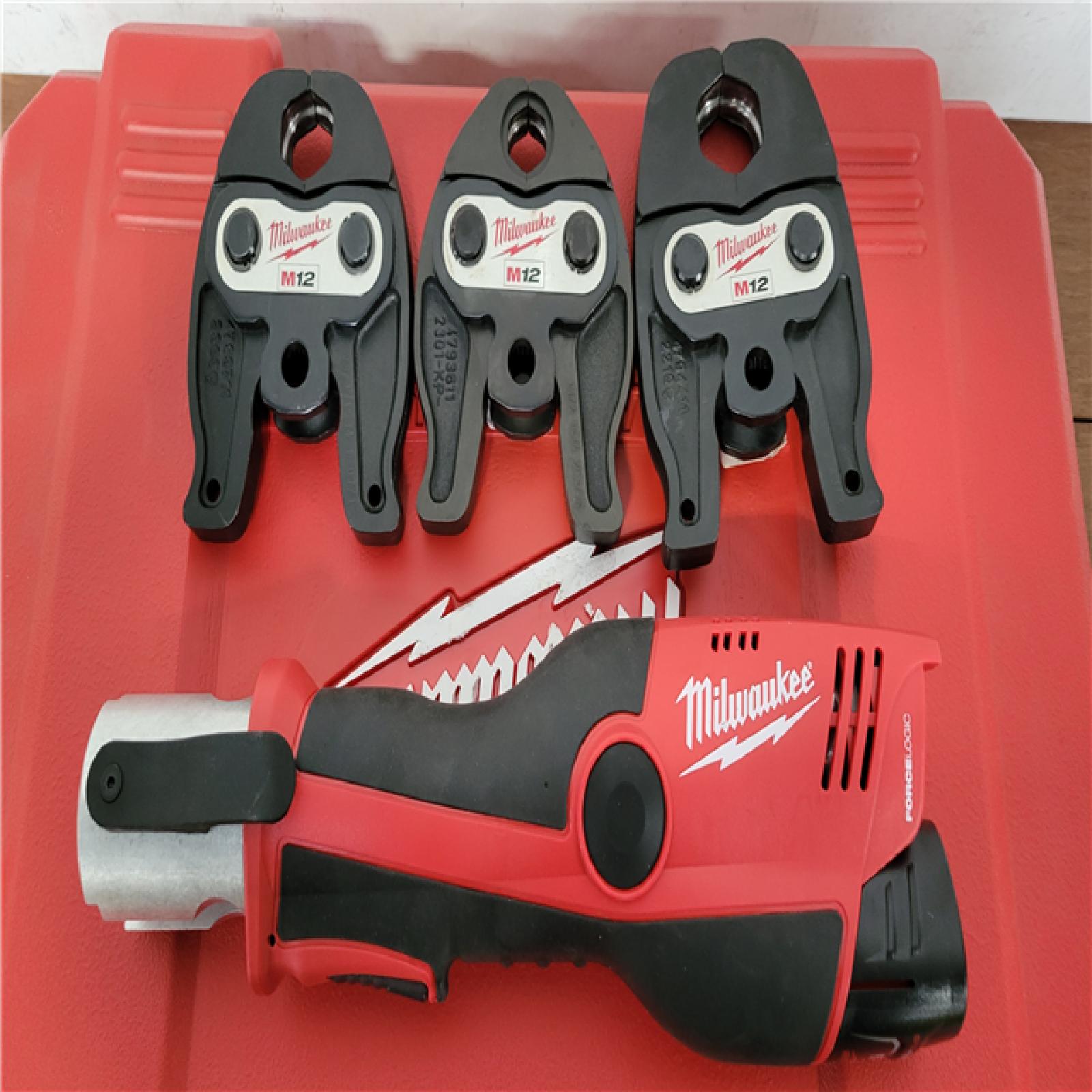 California AS-IS Milwaukee M12 Force Logic Press Tool Kit  Includes (2) Batteries  Charger and Hard Case