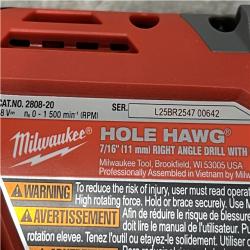 AS-IS Milwaukee FUEL 18V Lithium-Ion Brushless Cordless Hole Hawg 7/16 in. Right Angle Drill W/ Quick-Lok (Tool-Only)