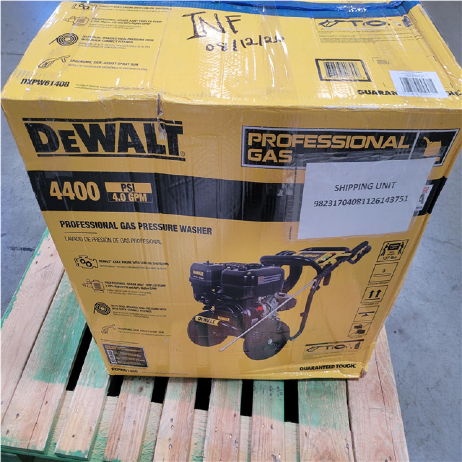CALIFORNIA AS-IS DEWALT 4400 PSI PORTABLE PRESSURE WASHER