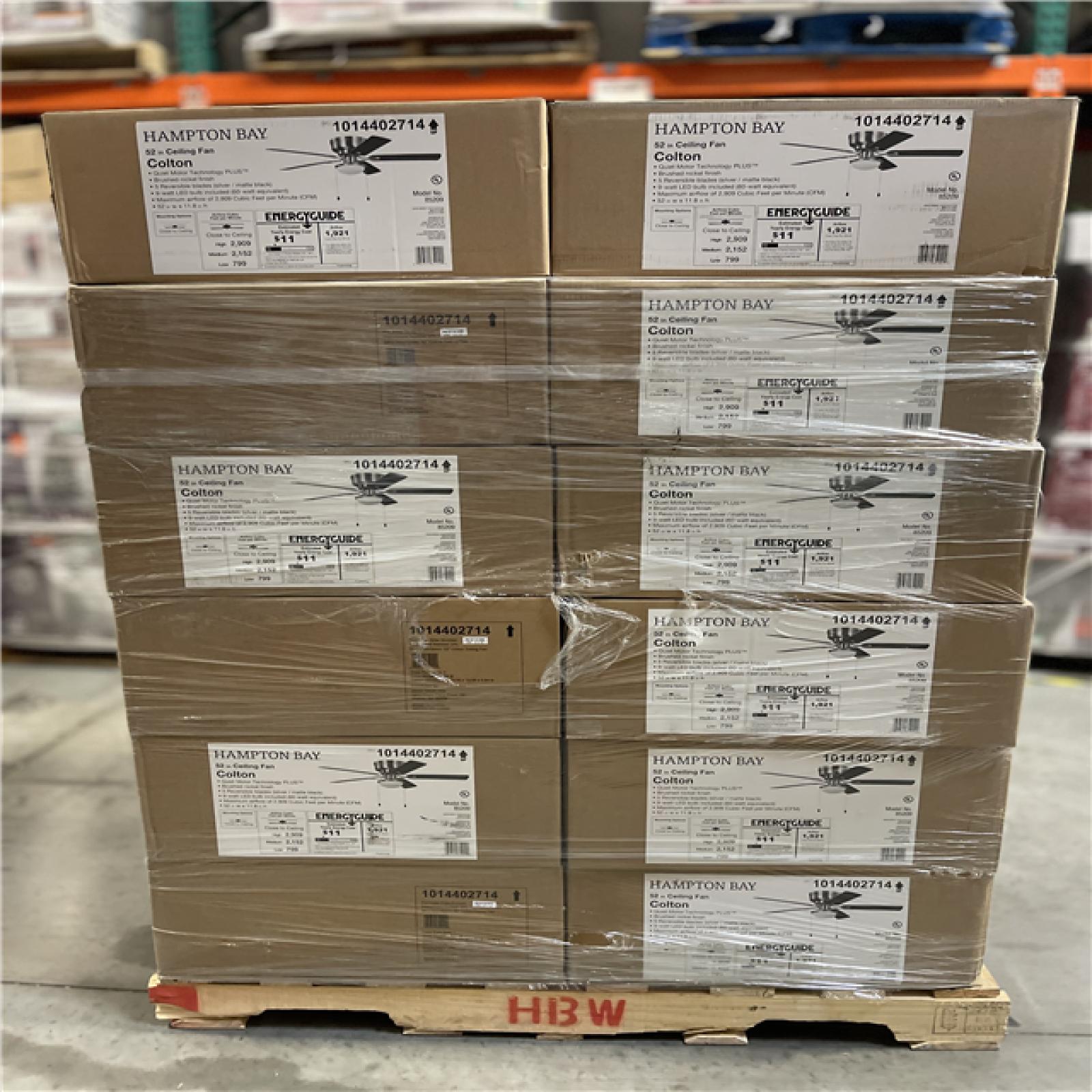 DALLAS LOCATION - Hampton Bay Colton 52 in. Indoor Brushed Nickel Standard Flush Mount Ceiling Fan PALLET -(35 UNITS)