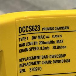 AS-IS DEWALT 20V MAX 8 in. Brushless Cordless Battery Powered Pruning Chainsaw (Tool Only)