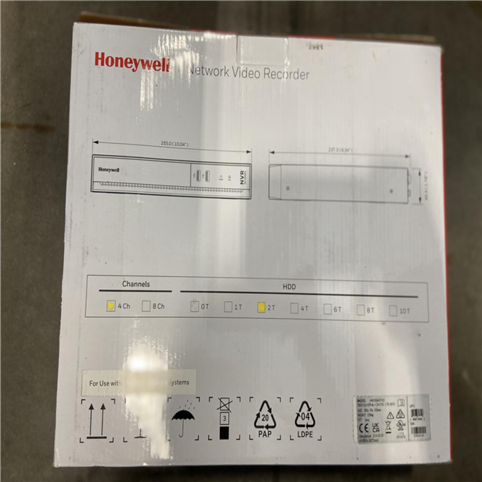 NEW! - Honeywell HN35040102 35 Series 4K 4-Channel Embedded NVR, 1HD, NDAA Compliant, 2TB HDD, 4 Video Inputs, 1 x HDMI and 1 x VGA Interface