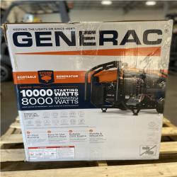 DALLAS LOCATION - NEW! GENERAC 10000 / 8000-Watt Electric Switch Gasoline Portable Generator-Cosense w/ 3 ft. Adapter Cord