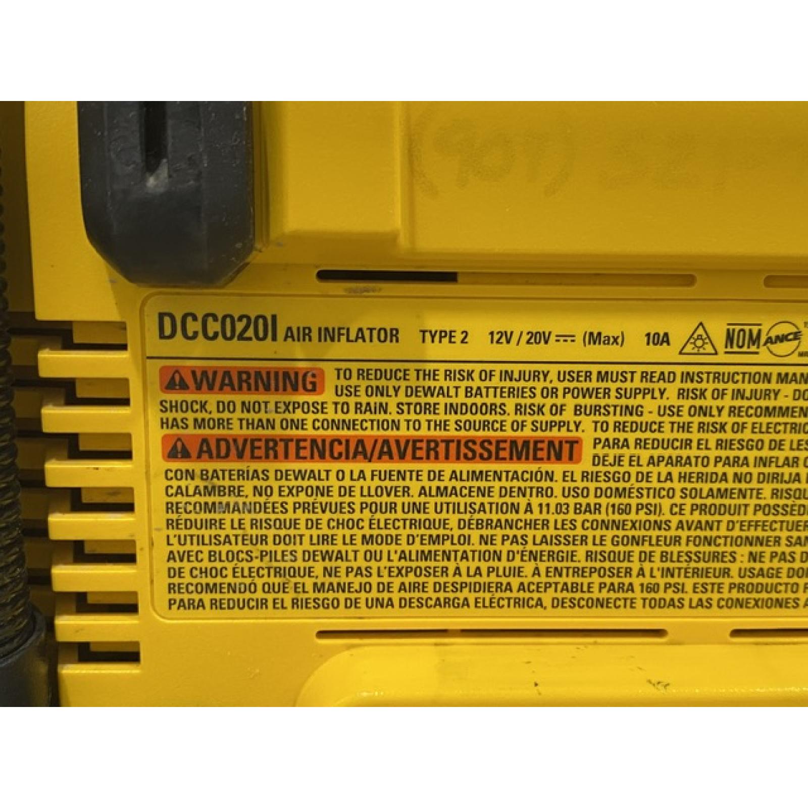 AS-IS DEWALT 20V MAX Cordless Electric Portable Inflator (Tool Only)