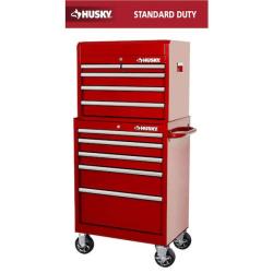 Phoenix Husky Tool Storage 27 in. W x 18 in. D Standard Duty Red Rolling Tool Chest Combo
