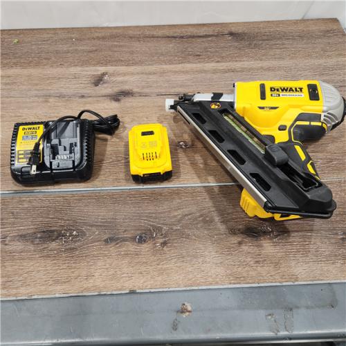 AS-IS DeWalt 20V MAX Brushless Cordless 2-Speed 30° Paper Collated Framing Nailer Kit (included battery &  charge)