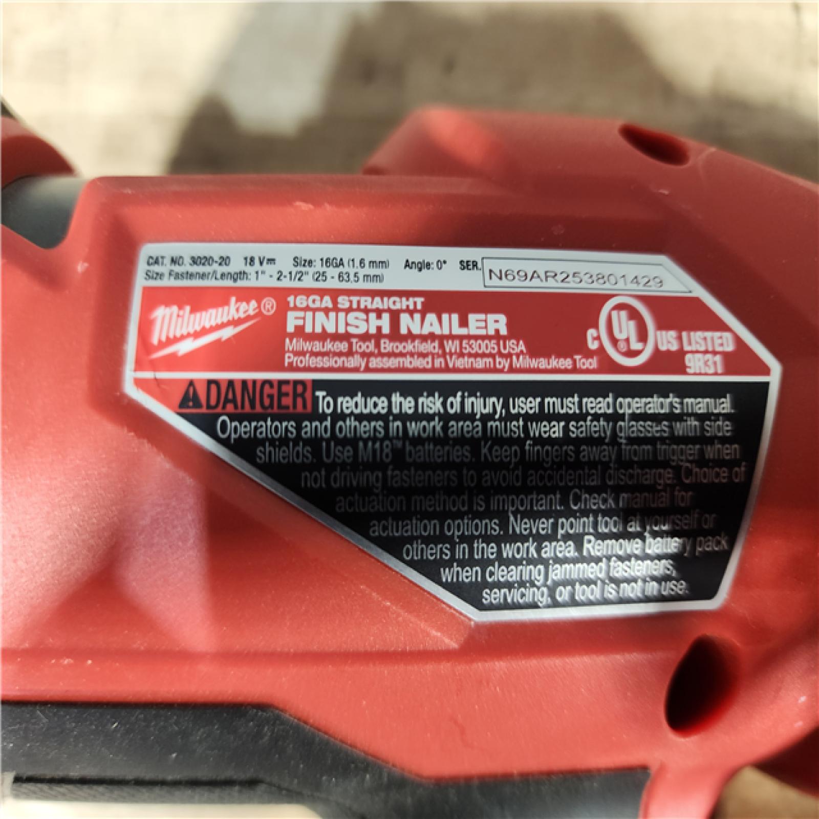 HOUSTON LOCATION - AS - IS Milwaukee FUEL 18-Volt Lithium-Ion Brushless Cordless Gen ll 16-Gauge Straight Finish Nailer (Tool Only)