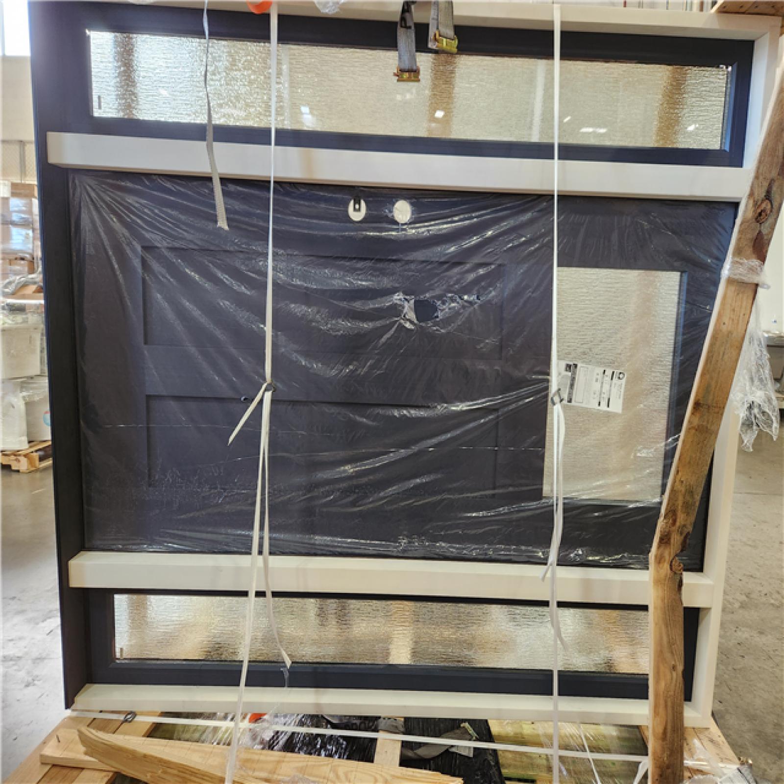 Phoenix Steves & Sons Legacy 64 in. x 80 in. 1/4-Toplite Rain Glass RHIS Dark Denim Finish Fiberglass Prehung Front Door with Dbl 12 in.SL