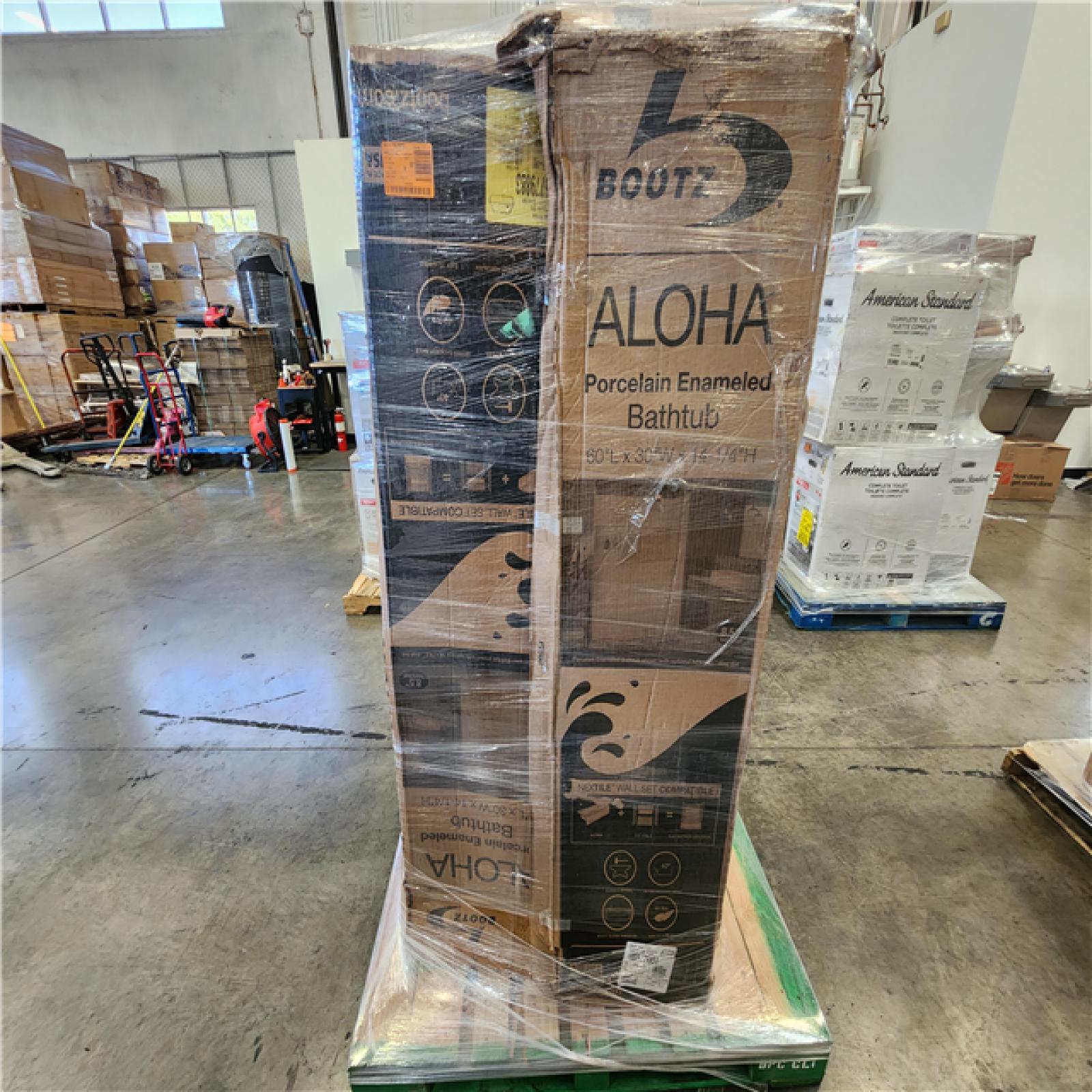 Phoenix Location AS-IS Bootz Industries Aloha 60 in. x 30 in. Soaking Bathtub with Right Drain in White Pallet (2-Tubs)