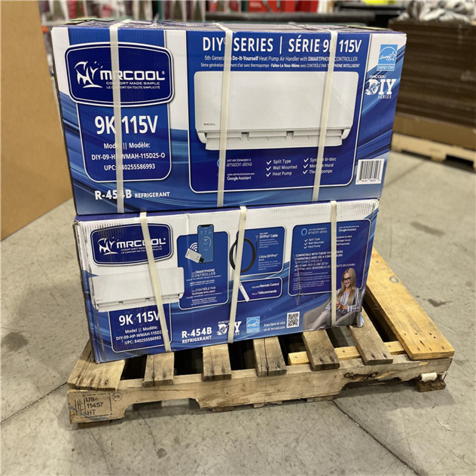 DALLAS LOCATION- NEW! MRCOOL 9K 115V DIY 5TH GEN AIR HANDLER PALLET (3 UNITS)
