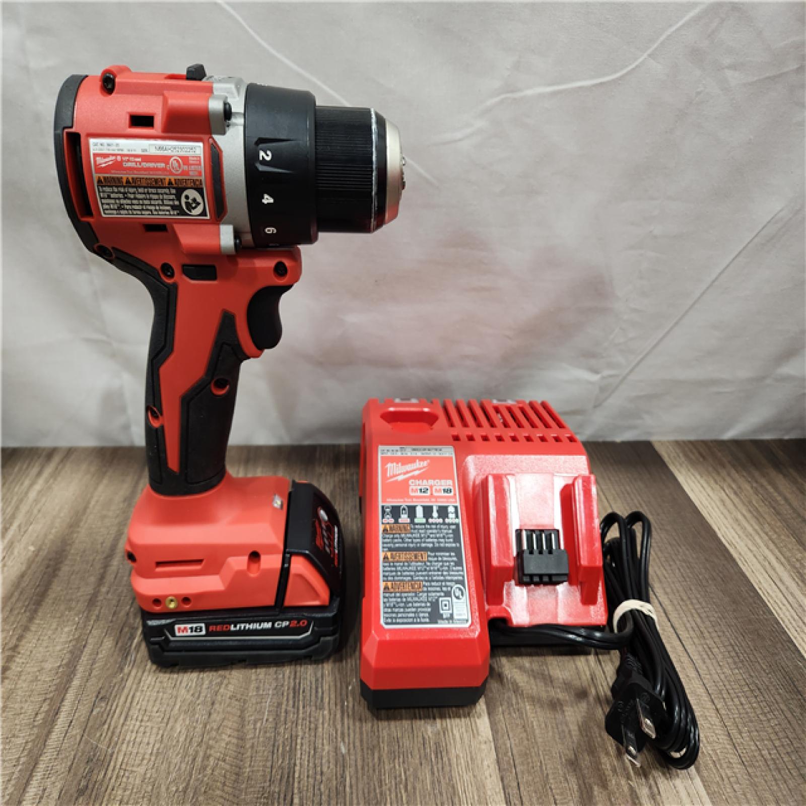 AS-IS- Milwaukee M18 Compact Next Gen 1/2 in. Brushless Cordless Drill/Driver Kit (Battery & Charger)