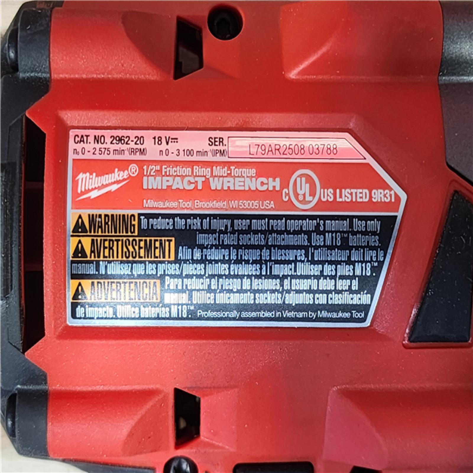 HOUSTON LOCATION - AS-IS Milwaukee FUEL Gen-2 18V Lithium-Ion Brushless Cordless Mid Torque 1/2 in. Impact Wrench w/Friction Ring (Tool-Only)
