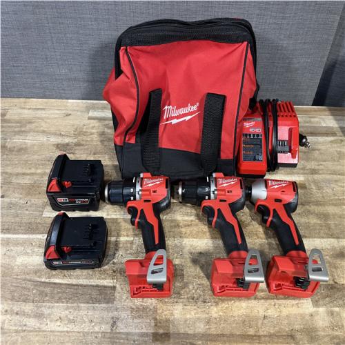 Houston Location AS-IS Milwaukee Hammer Drill Drivers QTY/2 and Impact Driver and Batteries QTY/2 with Charger