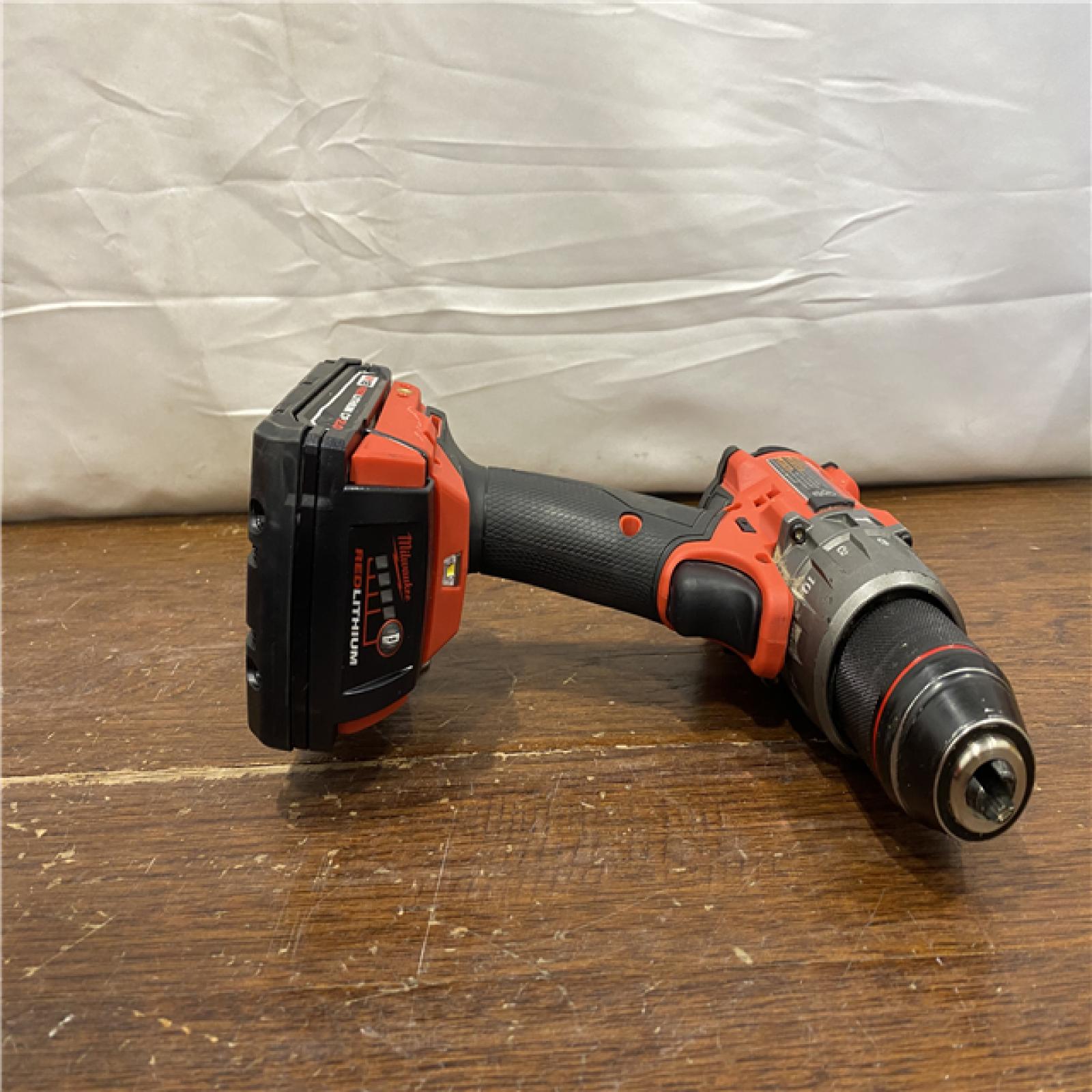 AS-IS Milwaukee 2904-22 Hammer Drill Driver Kit with Batteries  Charger & Tool Case  Red