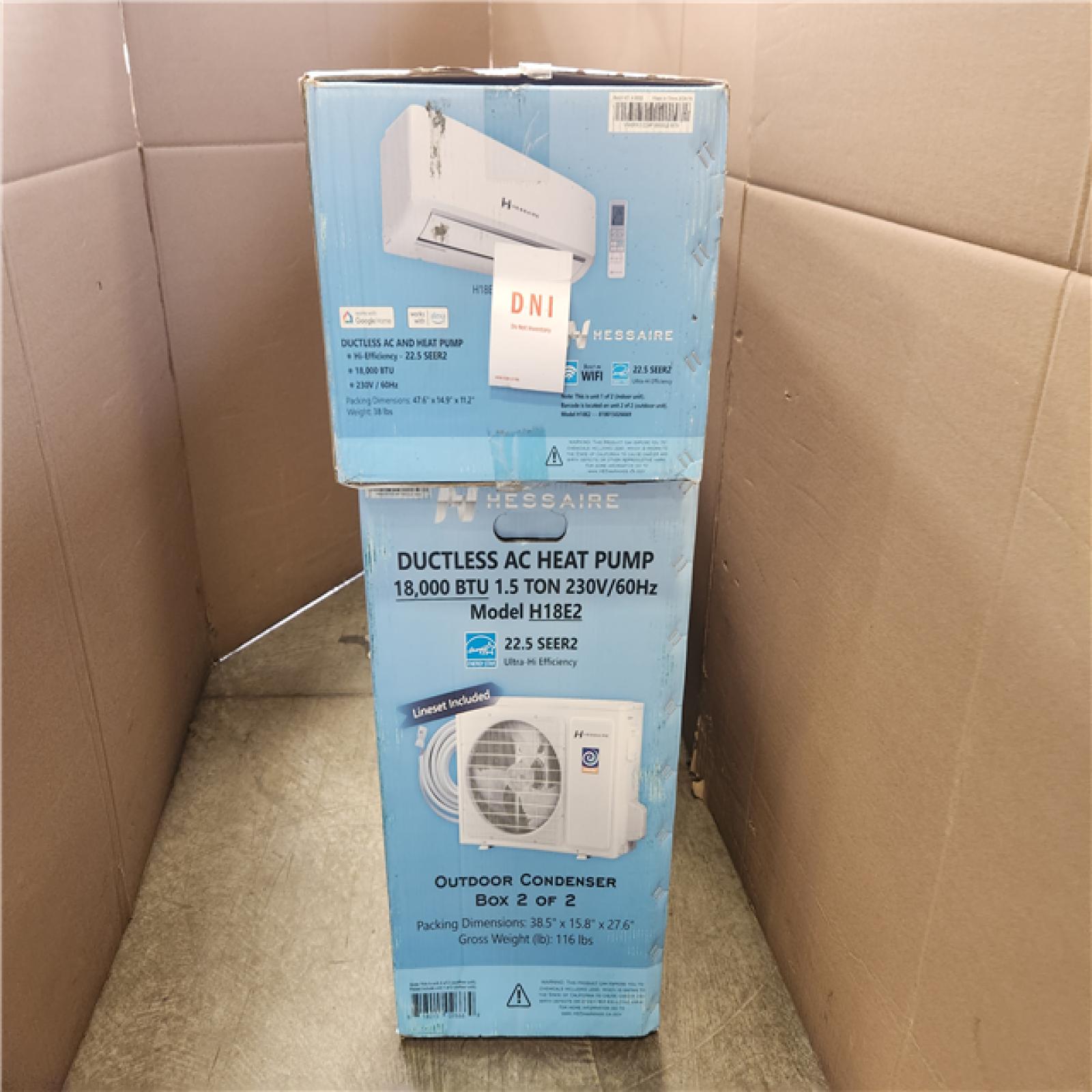 Phoenix NEW Hessaire DIY 21 SEER2 18 000 BTU WiFi 1.5-Ton Ductless Mini Split Air Conditioner  Heat Pump  Variable Speed Inverter-208V/230V (SEALED)