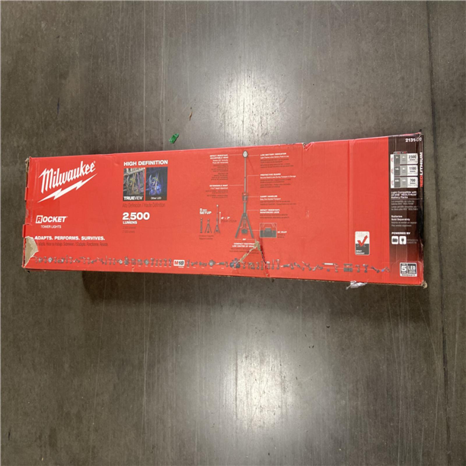 AS-IS - Milwaukee M18 18-Volt Lithium-Ion Cordless Rocket Dual Power Tower Light (Tool-Only)