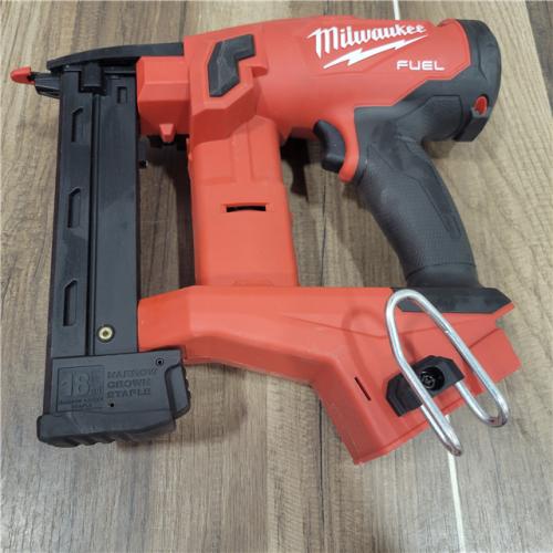 AS-IS  MILWAUKEE M18 FUEL 18-Volt Lithium-Ion Brushless Cordless 18-Gauge 1/4 in. Narrow Crown Stapler (Tool-Only)