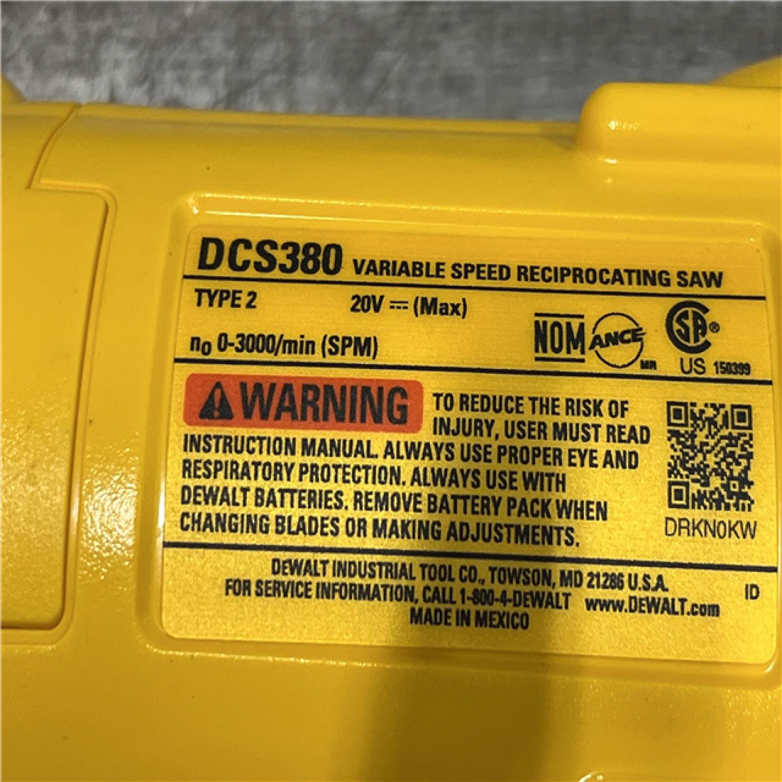 AS-IS DEWALT 20V MAX Cordless Reciprocating Saw (Tool Only)