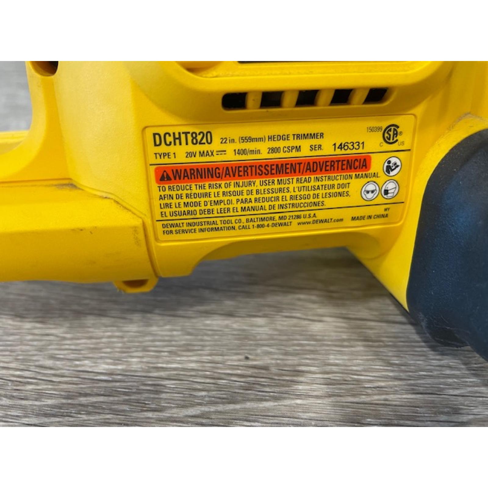 AS-IS Dewalt 20V MAX 22 in. Cordless Battery Powered Hedge Trimmer (Tool Only)