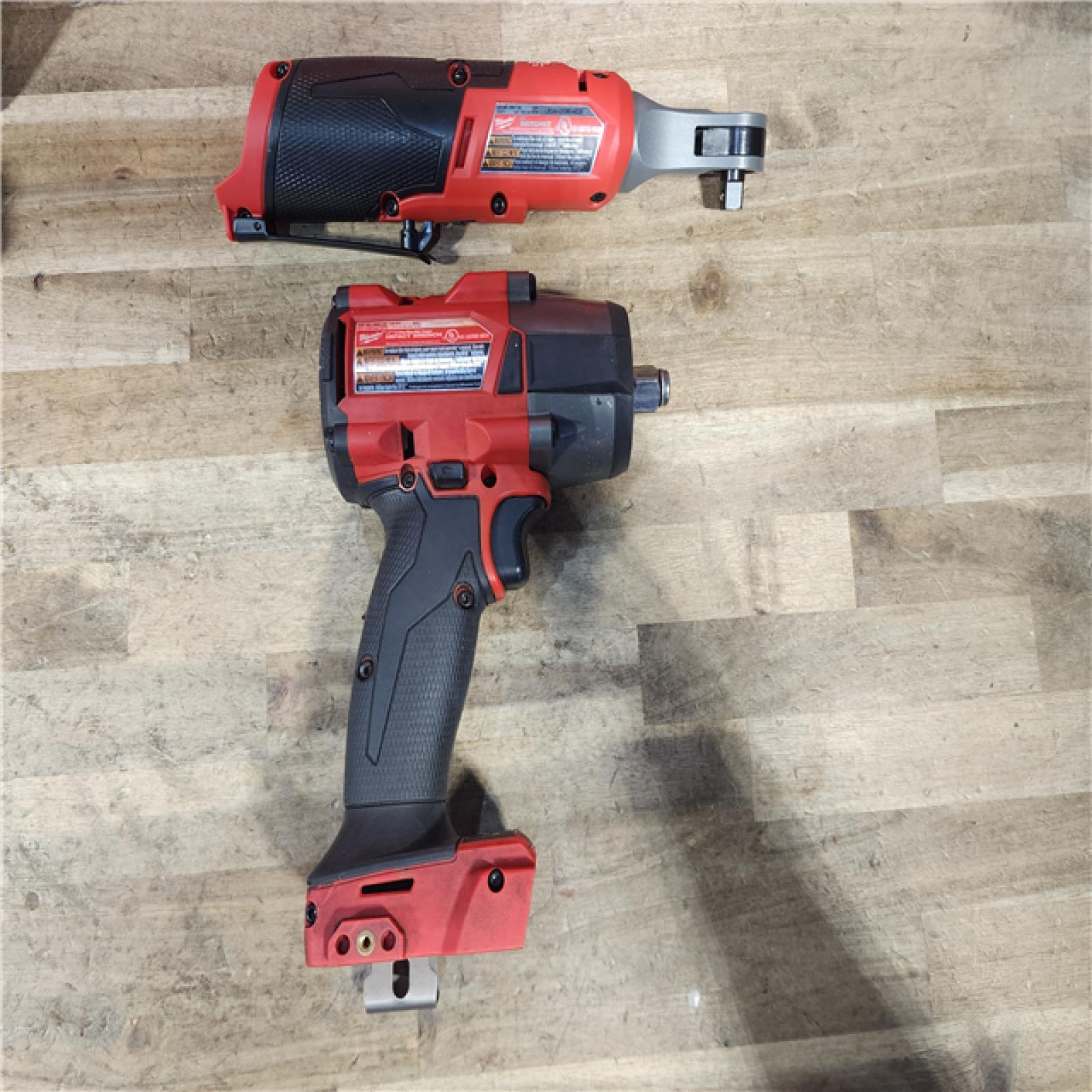 HOUSTON LOCATION - AS-IS Milwaukee FUEL 18V Cordless Mid Torque 1/2 in. Impact Wrench w/ M12 FUEL 3/8 in. Ratchet & Battery/Charger Combo Kit