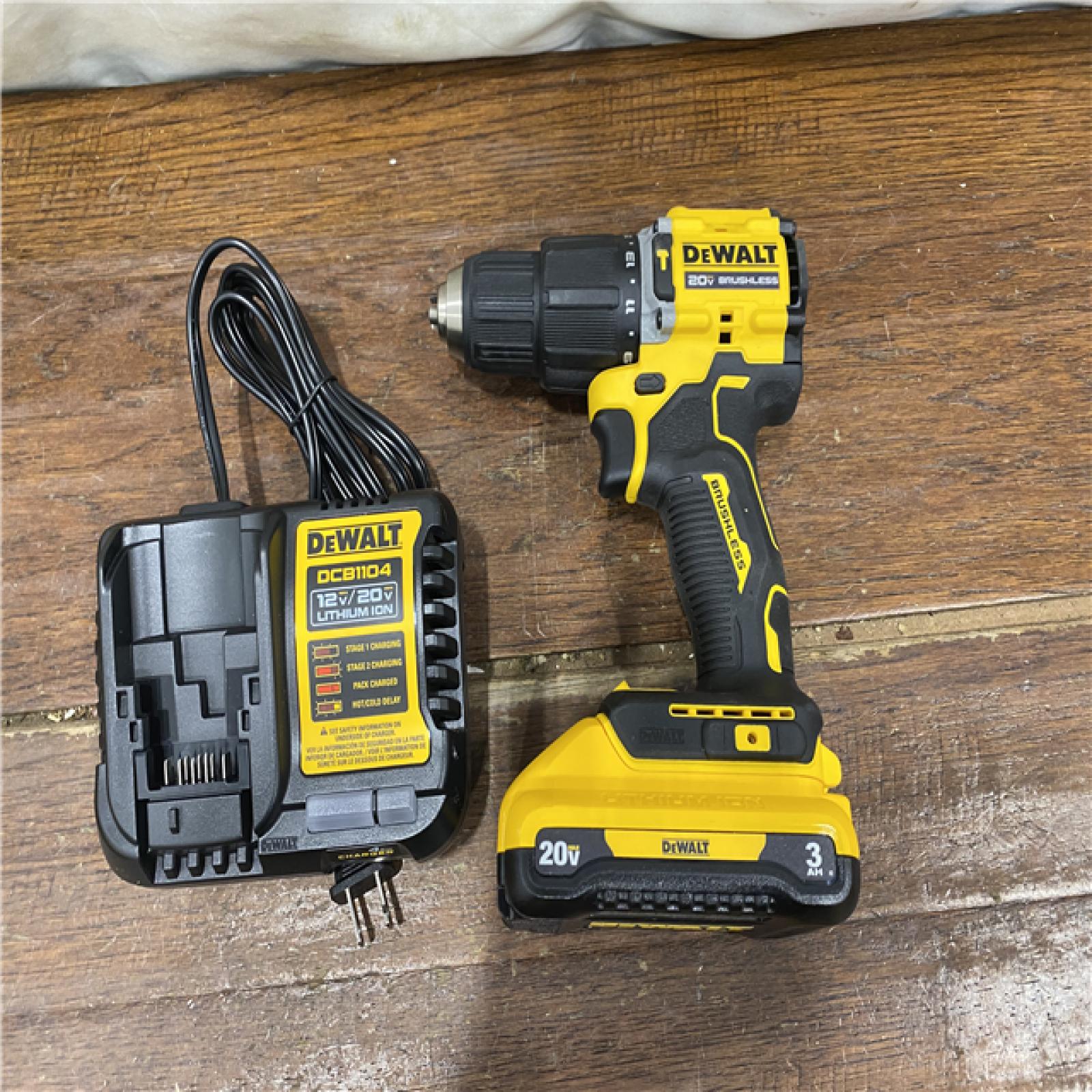AS-IS DEWALT ATOMIC 20-Volt Lithium-Ion Cordless 1/2 in. Compact Hammer Drill with 3.0Ah Battery, Charger and Bag