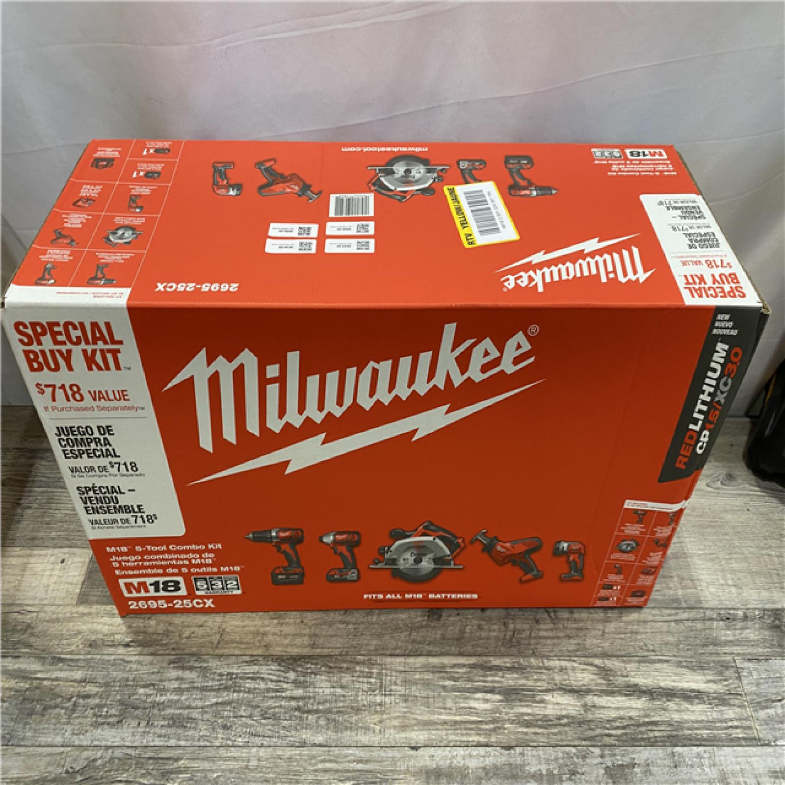 NEW - Milwaukee 18V Lithium-Ion Cordless (5-Tool) Combo Kit