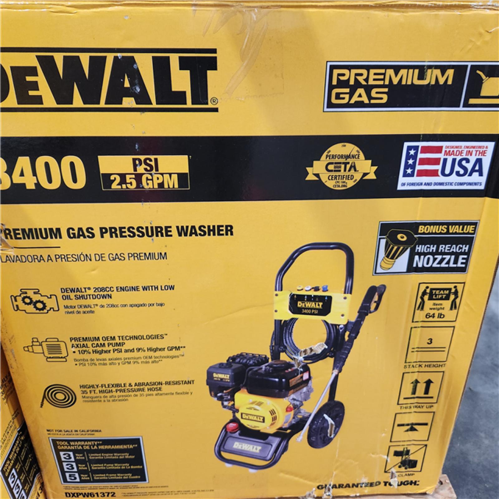 Dallas Location - As-Is DeWALT DXPW61372 3400 PSI Gas Pressure ...