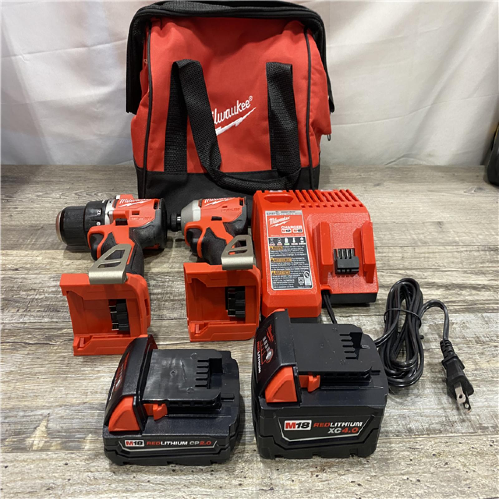 AS-IS Milwaukee 18-Volt Lithium-Ion Brushless Cordless Compact Hammer Drill/Impact Combo Kit