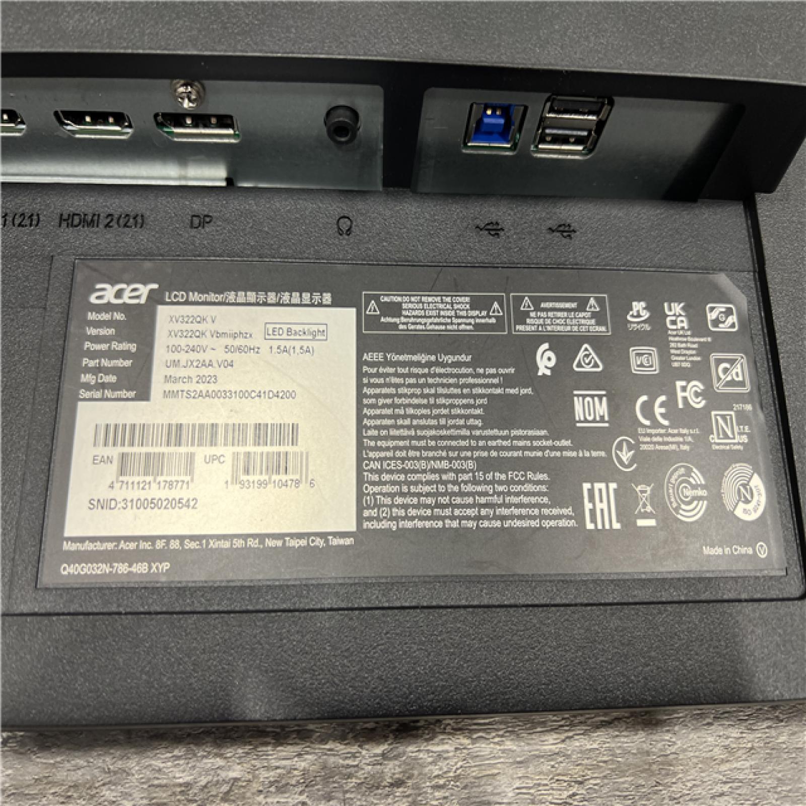 AS-IS Acer Nitro XV322QK V 31.5 4K UHD Gaming LCD Monitor