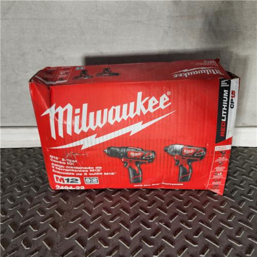 Houston location- AS-IS Milwaukee 2494-22 M12 Cordless 2-Tool Combo Kit - All