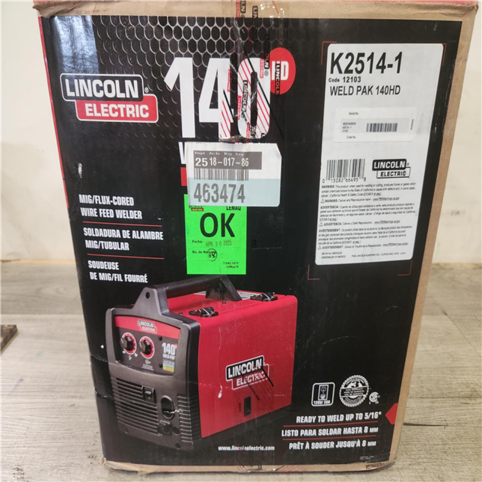 Phoenix NEW Lincoln Electric Weld-Pak 140 Amp MIG and Flux-Core Wire Feed Welder, 115V, Aluminum Welder with Spool Gun sold separately