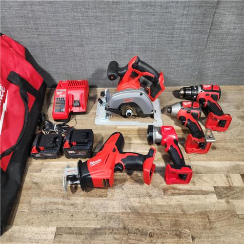 HOUSTON LOCATION - AS-IS MILWAUKEE 5 TOOL COMBO KIT W/ (2) BATTERY & CHARGER