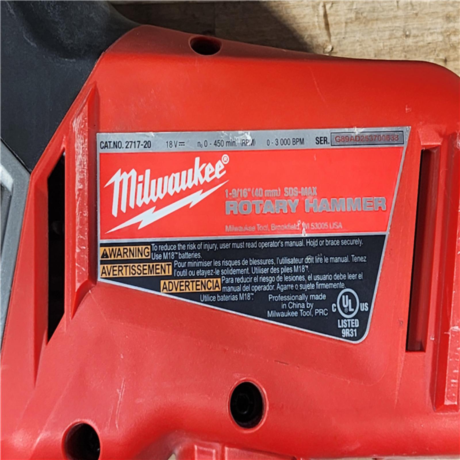 HOUSTON LOCATION - AS-IS Milwaukee FUEL 18V Lithium-Ion Brushless Cordless 1-9/16 in. SDS-Max Rotary Hammer (Tool-Only)