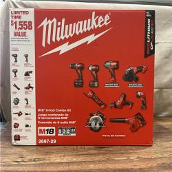 NEW MILWAUKEE M18 18-Volt Lithium-Ion Cordless Combo Kit 9-Tool with 2-Batteries, Charger and Tool Bag