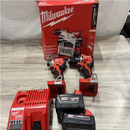 AS-IS Milwaukee 18-Volt Lithium-Ion Brushless Cordless Compact Hammer Drill/Impact Combo Kit