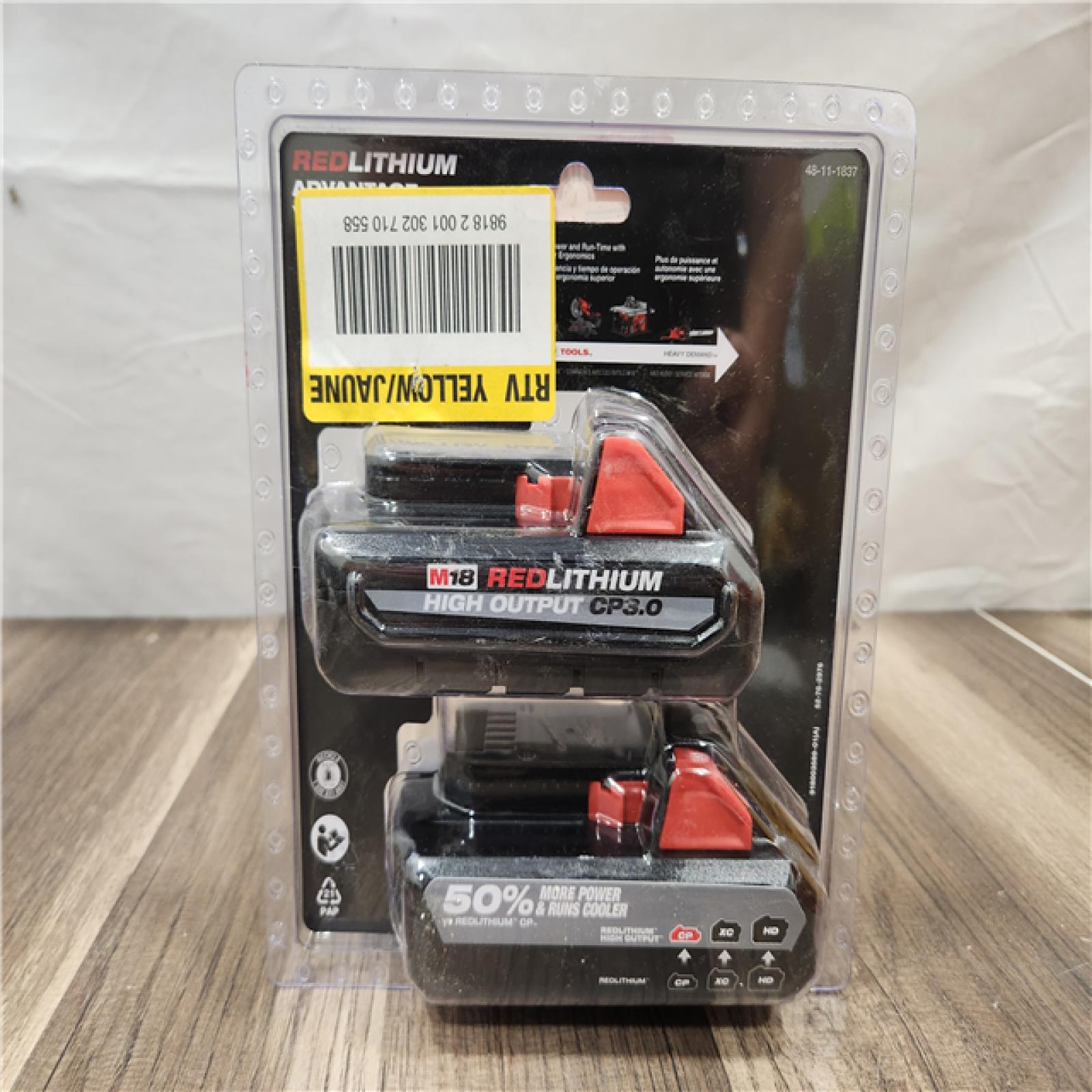 NEW- Milwaukee M18 18-Volt Lithium-Ion HIGH OUTPUT CP 3.0Ah Battery Pack (2-Pack)