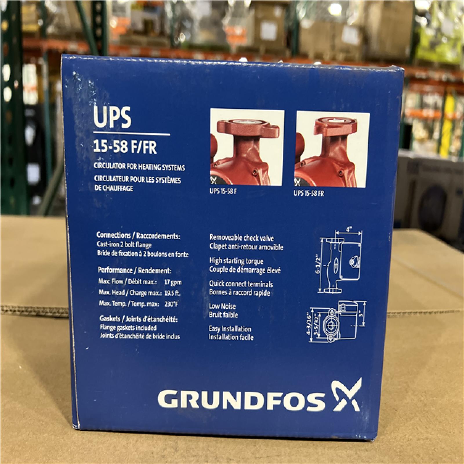 Grundfos UPS15-58FC 1/25 HP 115-Volt 3-Speed Circulator Pump