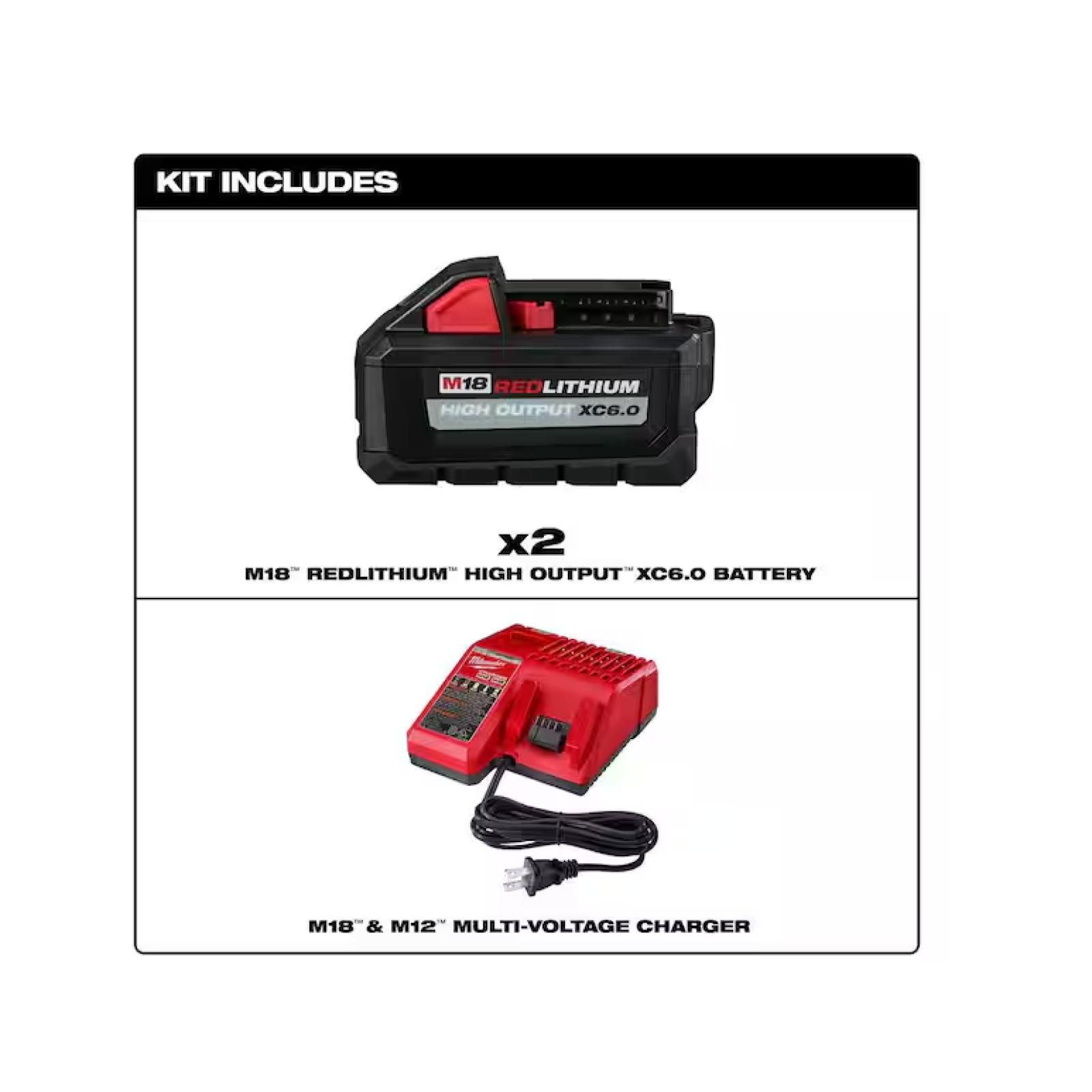 NEW! - Milwaukee M18 18-Volt Lithium-Ion High Output Starter Kit with Two 6.0 Ah Battery and Charger