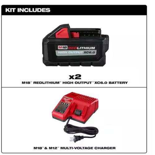 NEW! - Milwaukee M18 18-Volt Lithium-Ion High Output Starter Kit with Two 6.0 Ah Battery and Charger