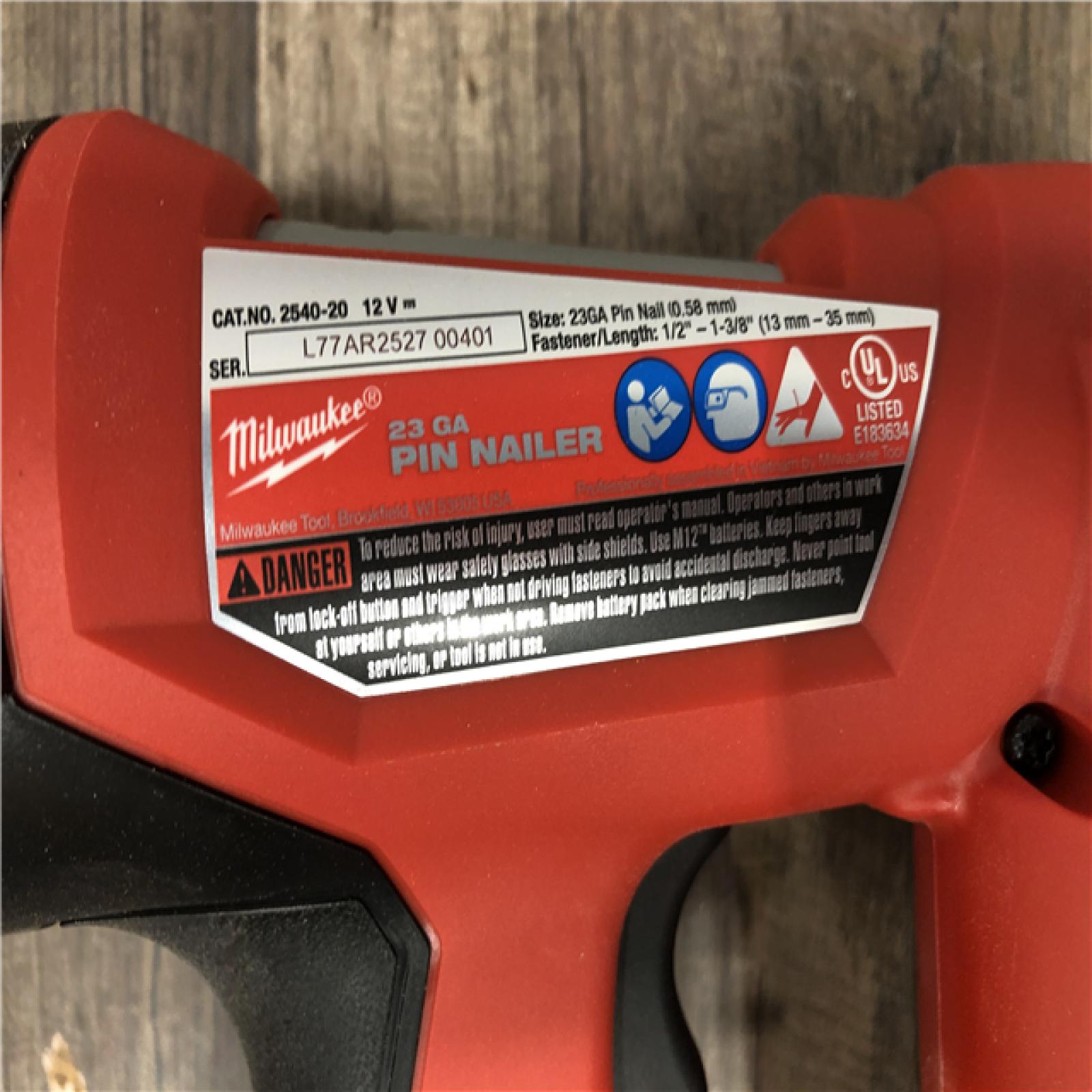 AS-IS Milwaukee M12 12-Volt 23-Gauge Lithium-Ion Cordless Pin Nailer (Tool-Only)