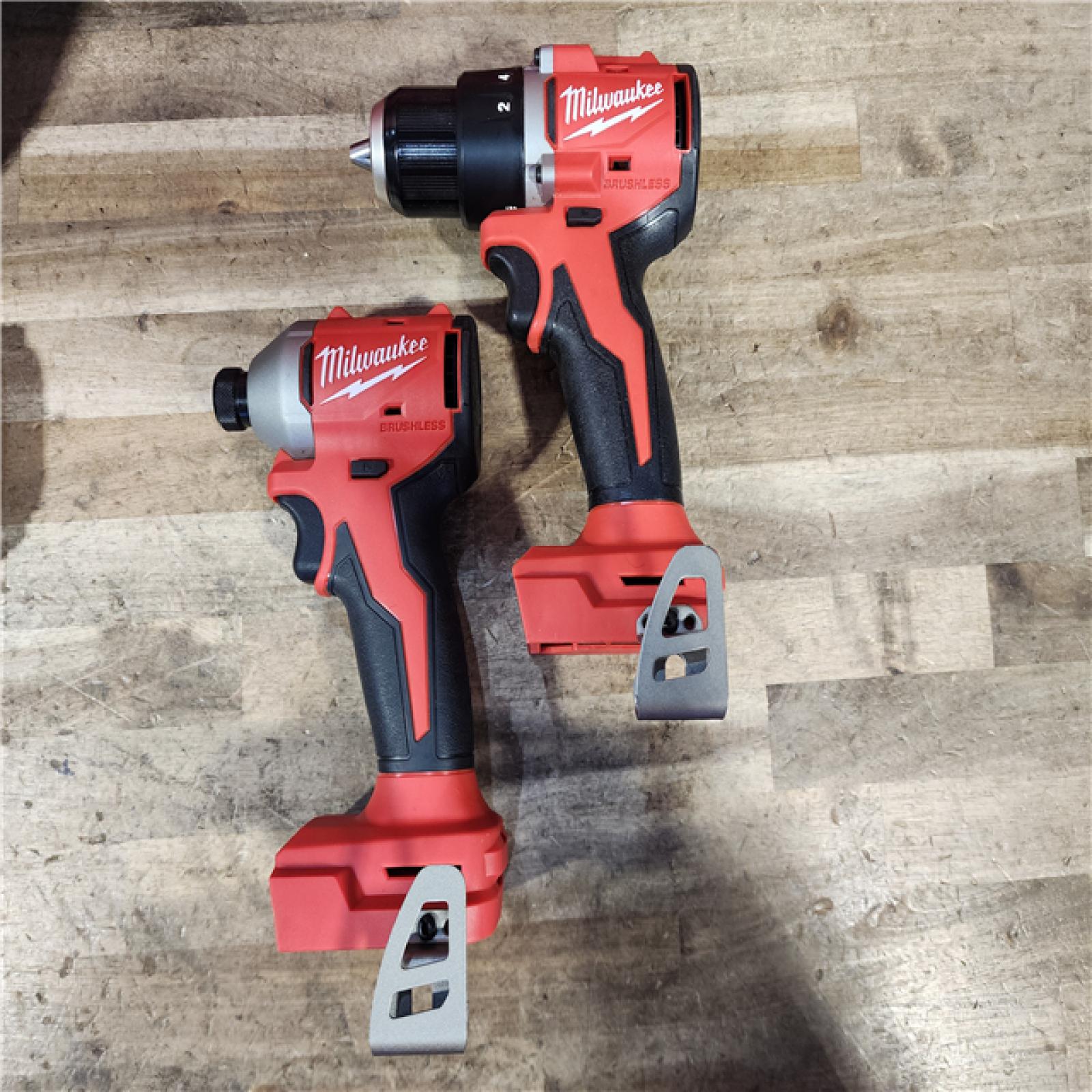 HOUSTON LOCATION - AS-IS Milwaukee M18 18V Lithium-Ion Brushless Cordless Compact Drill/Impact Combo Kit (2-Tool) W/(2) 2.0 Ah Batteries  Charger & Bag
